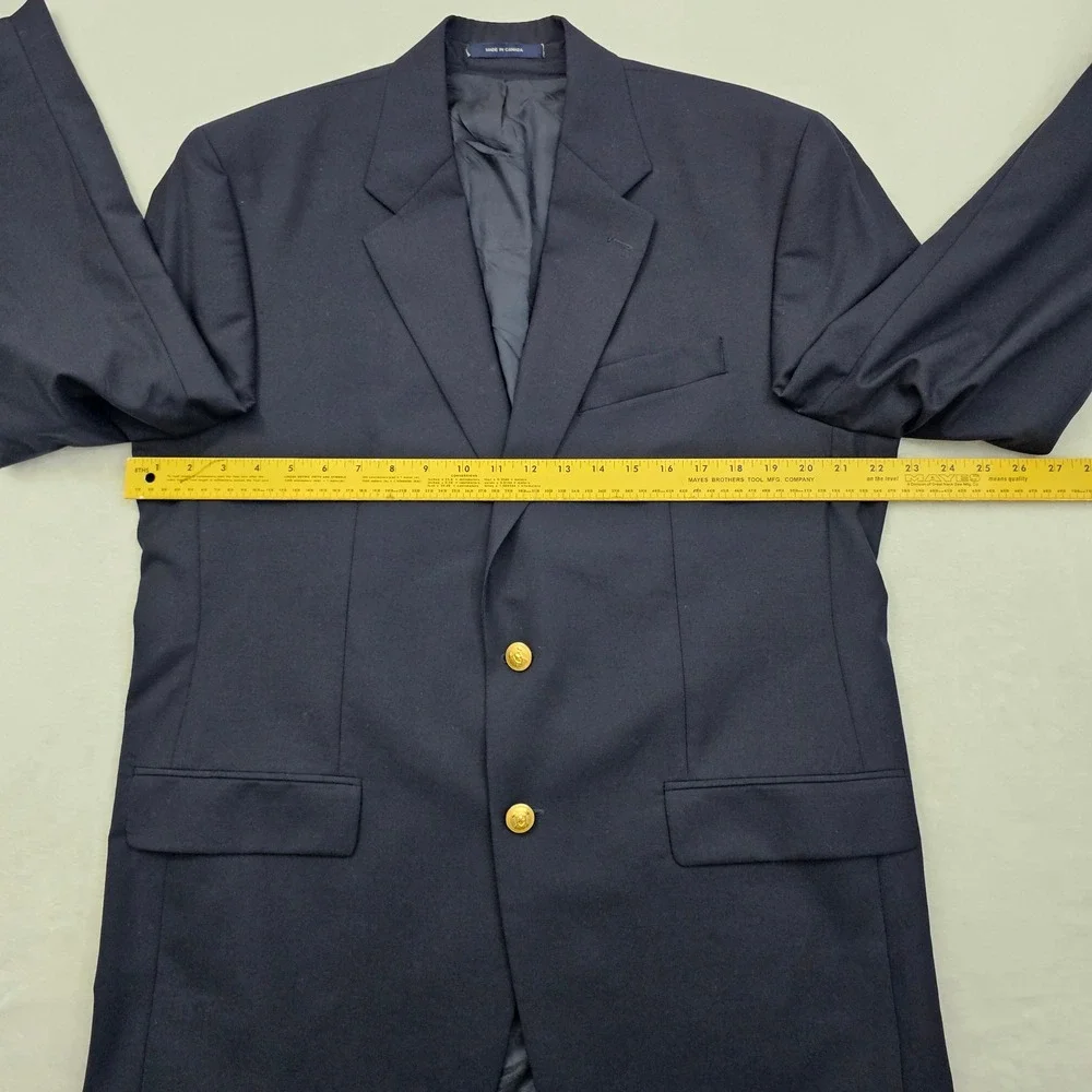 Chaps Ralph‎ Lauren Blazer Mens 42L Navy Blue Wool Gold Crest Buttons Preppy Ivy
